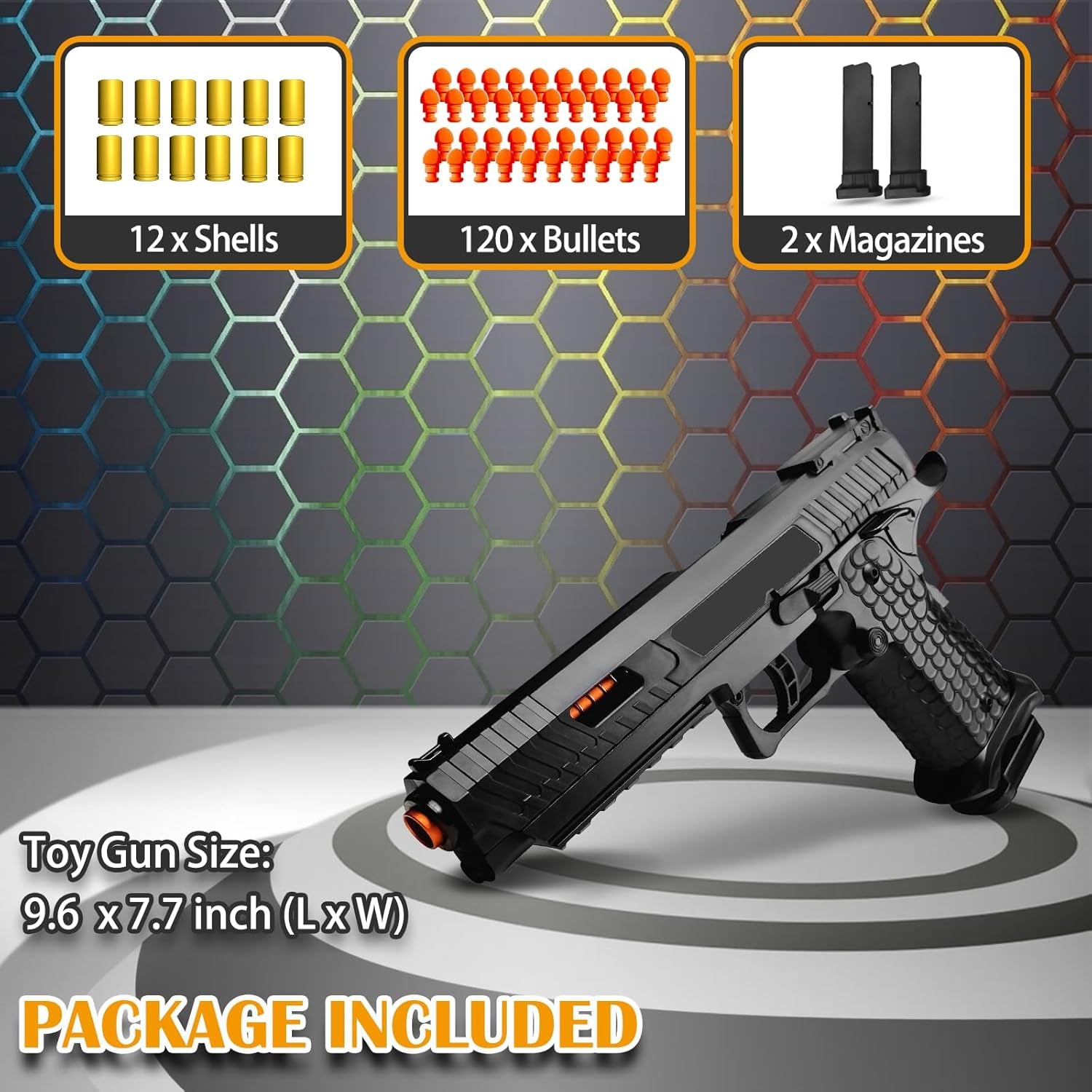 Shell Ejecting Toy Gun, Semi Automatic Toy Gun with Soft Bullets, Educational Model Toy Pistols for Outdoor Shooting Game, for Kids Boys Girls Ages 8- (Black)
