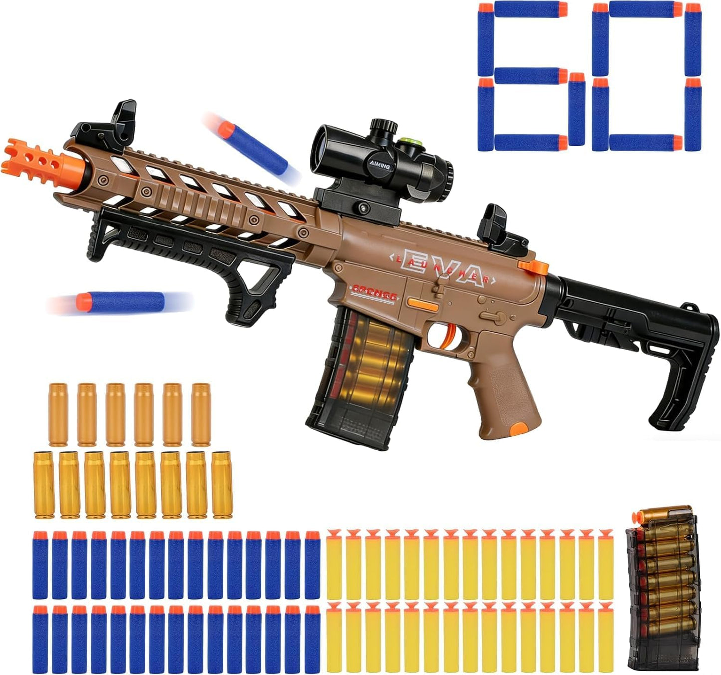 Realistic Foam Dart Blaster Shotgun with Shell Ejecting 50FT Soft Bullet Gun with 15 Shell Casings 60 Foam Darts Blaster Gun for Ages 12+