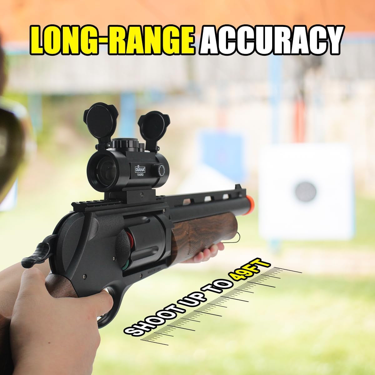 Foam Gun Revolver 2 in 1 Shotgun with 4X Scope Soft Foam Blaster Set Gift for Christmas Birthday with 60 Bullets 15 Shells Soft Bullet Revolver Foam Dart Pistol for Age 14+ (Brown)