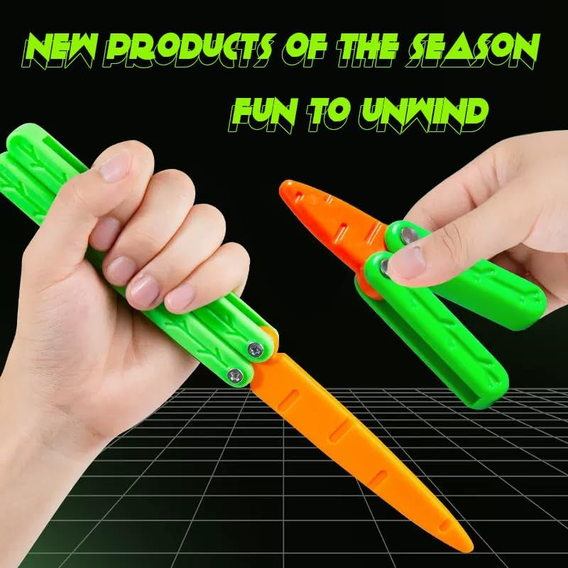 Carrot Knife Butterfly Knife Decompression Toy Butterfly Knife Practice Prop (Big+Small)