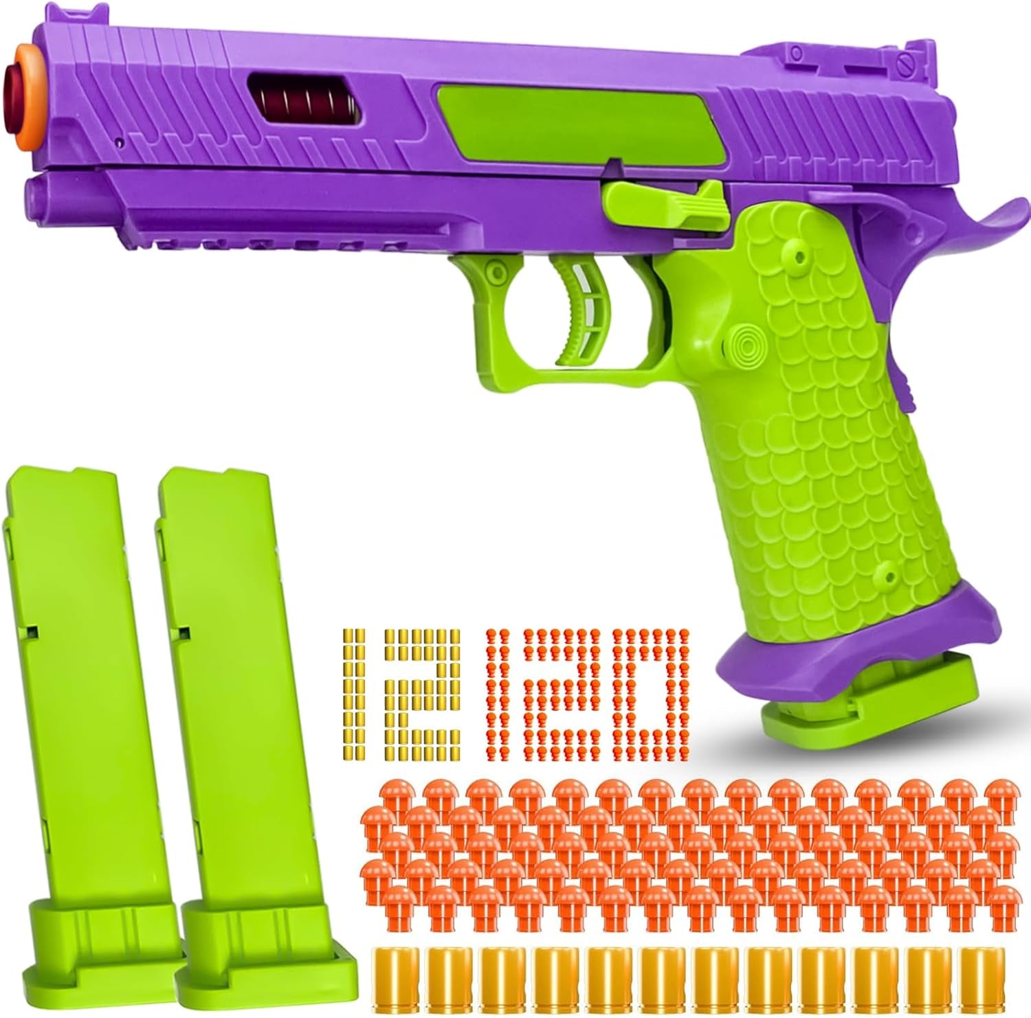 Shell Ejecting Toy Gun, Semi Automatic Toy Gun with Soft Bullets, Educational Model Toy Pistols for Outdoor Shooting Game, for Kids Boys Girls Ages 8-12