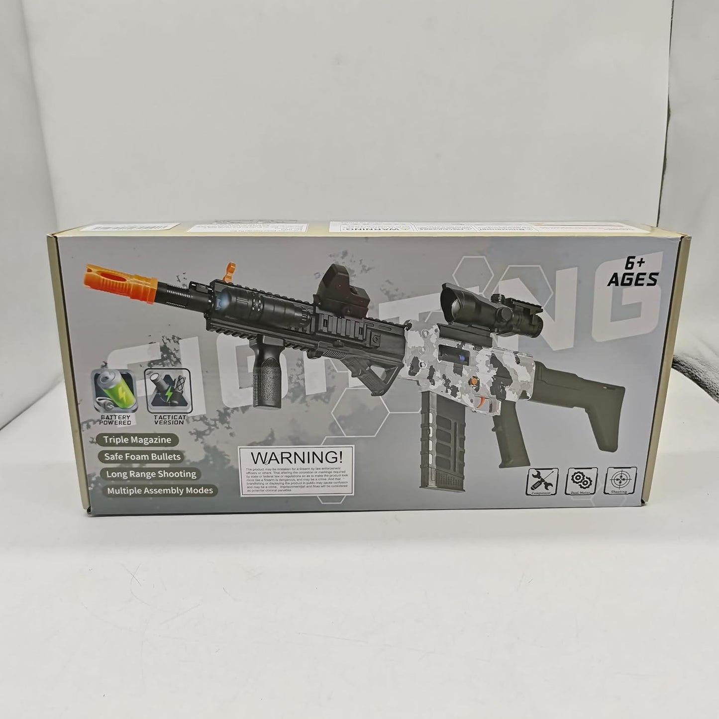 Realistic Toy Gun for Nerf Guns Darts, Foam Blaster - with Scope 120 Soft Bullets 3 Magazines, Semi-Auto Sniper Rifle Electric Machine Guns for Boys 6-12 Age for Kids and Adults