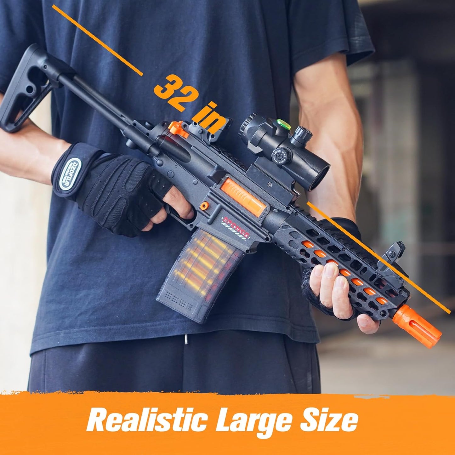 Jellybullet Foam Blaster 721041,  Manual Soft Bullets & Shell Ejecting, Nylon Body, Manual Spring Clip, Outdoor Activities, Ages 18+ (Darkmxc)