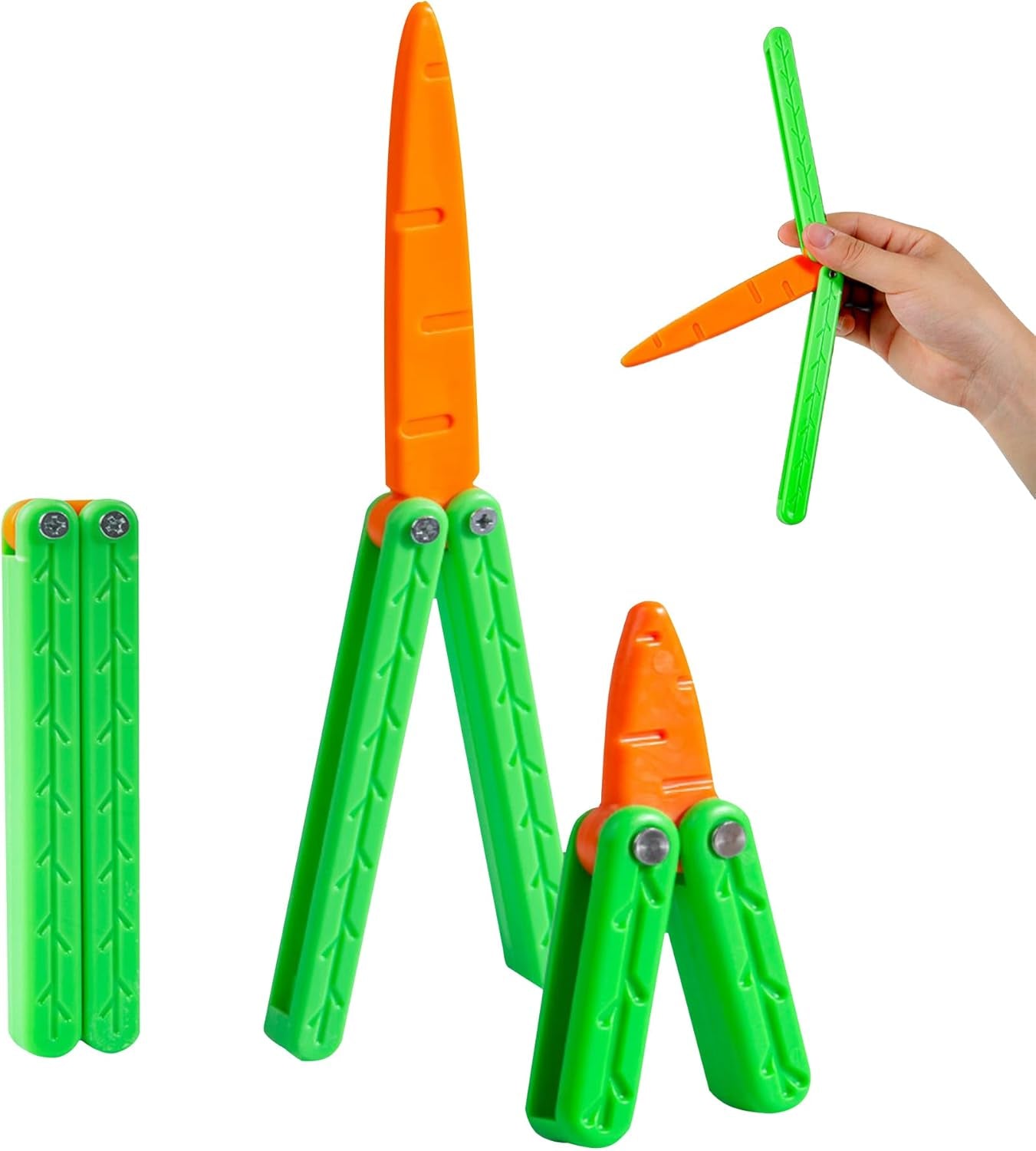 Carrot Knife Butterfly Knife Decompression Toy Butterfly Knife Practice Prop (Big+Small)