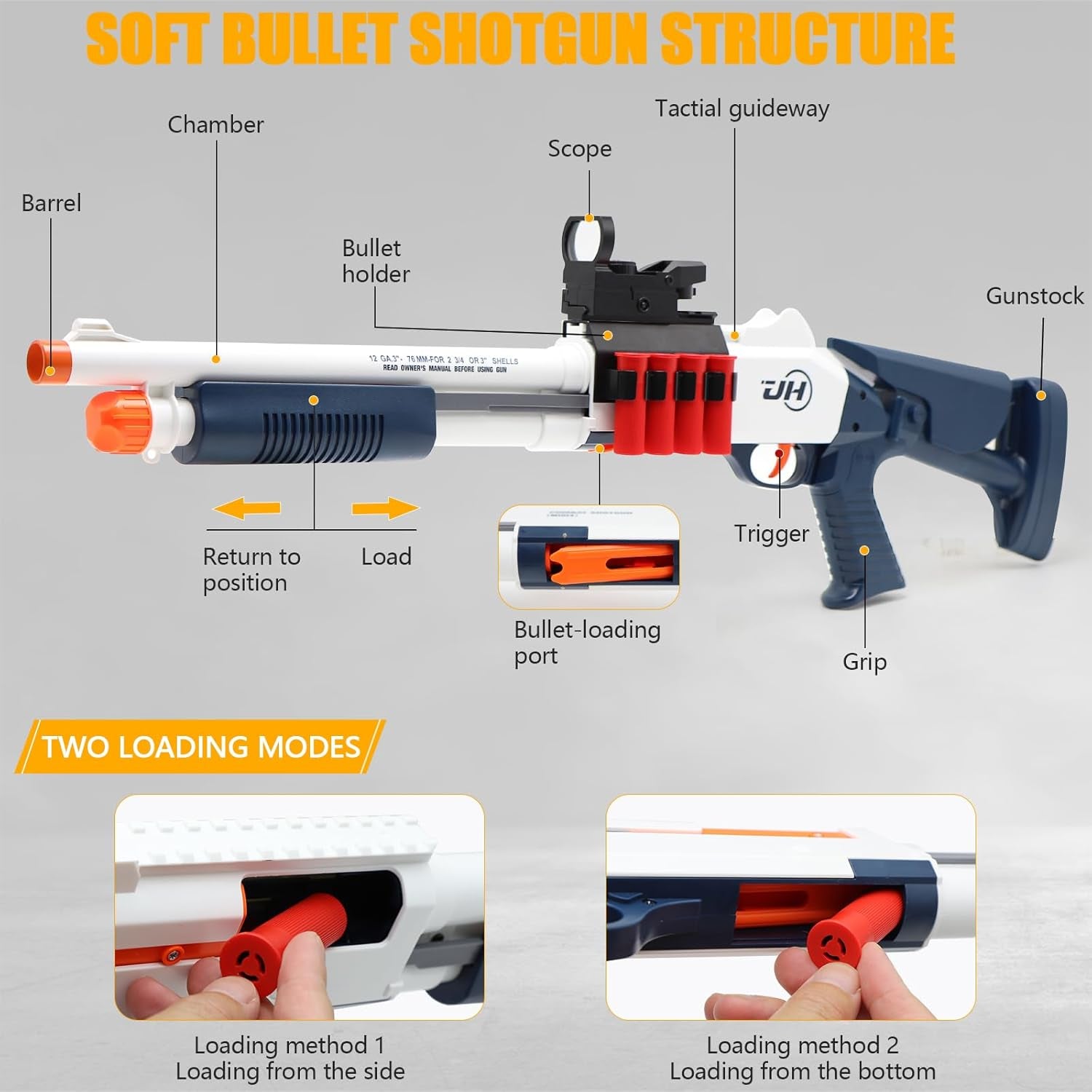 Shell Ejecting Toy Shotgun Toys Guns with 50 Soft Darts 14 Shells 1 Scope Soft Bullet Toy Shotgun Outdoor Games Gifts for Christmas Halloween Birthday