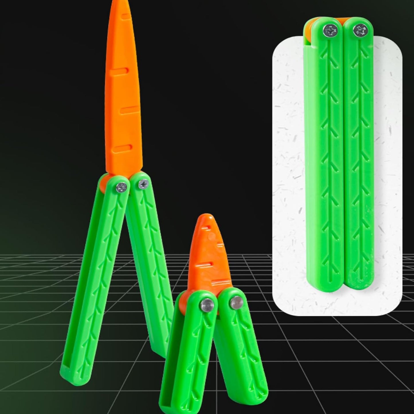 Carrot Knife Butterfly Knife Decompression Toy Butterfly Knife Practice Prop (Big+Small)