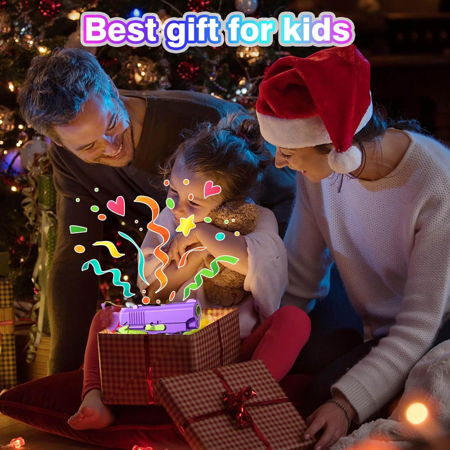Fidget Gun Toys,Fidget Sensory Toys,Stress Relief for Adults, Suitable for Relieving ADHD, Anxiety, Best Gift for Adults and Kids(Purple/Green)