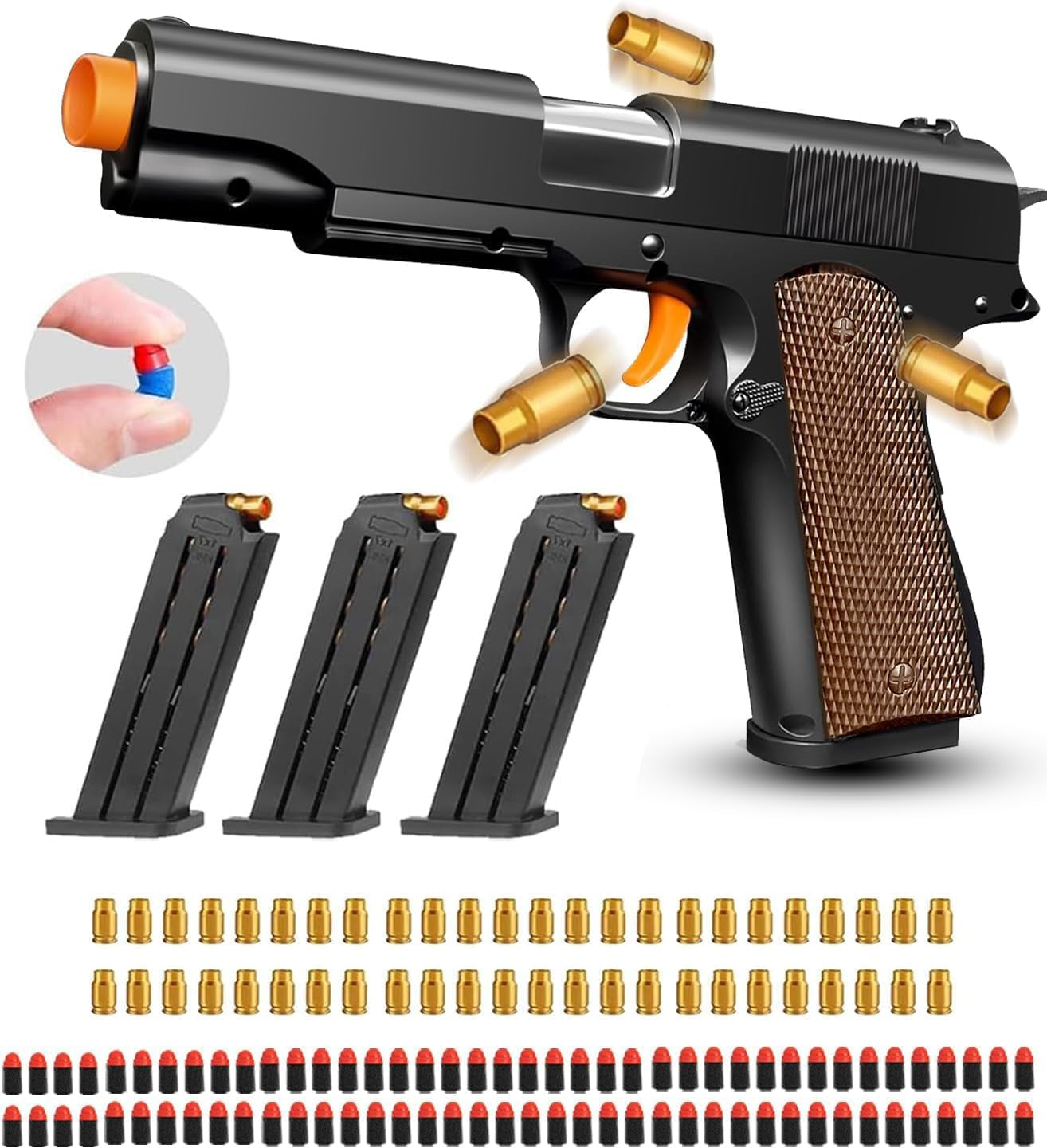 Toy Gun, Shell Ejecting Toy Gun with Soft Bullets, Educational Model Toy Pistol Shooting Game, Gifts for Kids Boys Girls