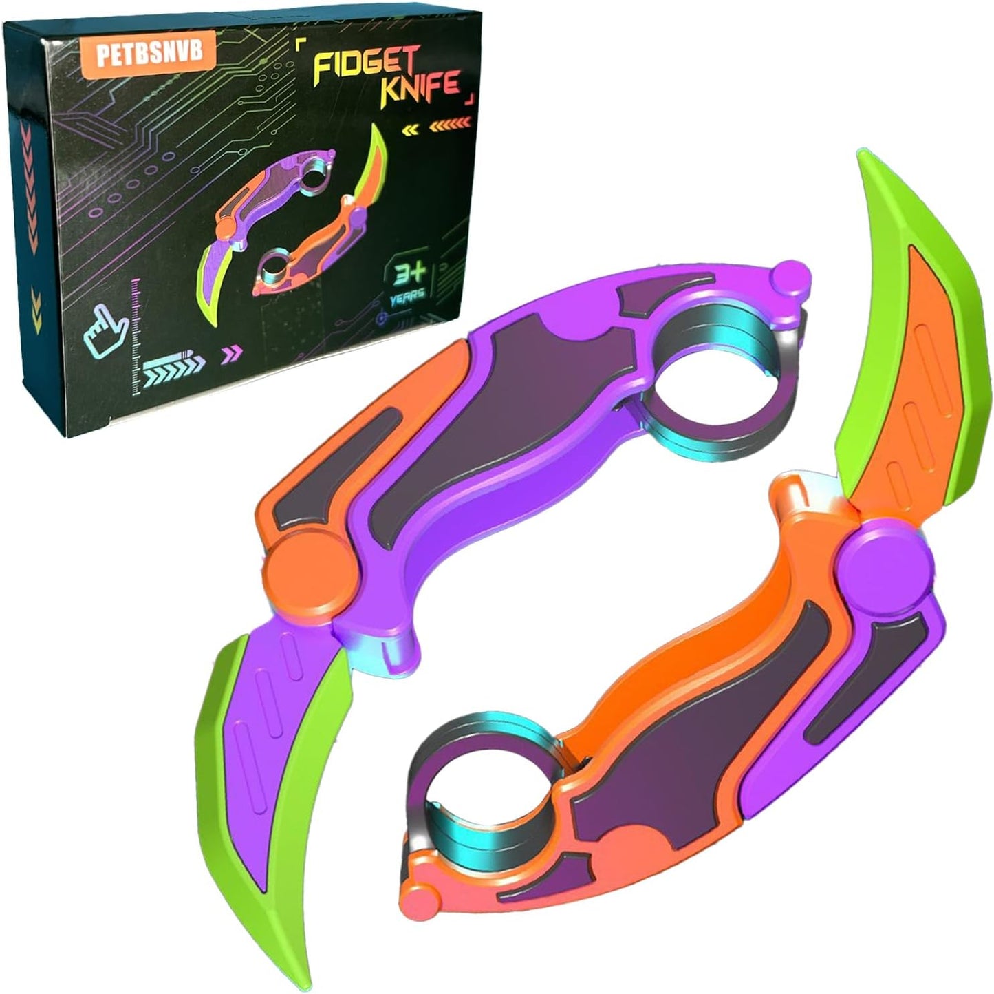 2Pcs Fidget Claw Knife, 3D Gravity Knife Toy, 3D Gravity Plastic, Switchblade, Printed, Printing Knife, Carrot Knife,Sensory Knife Fidget Toys for Kids & Adults, Anxiety Stress Relief Toy