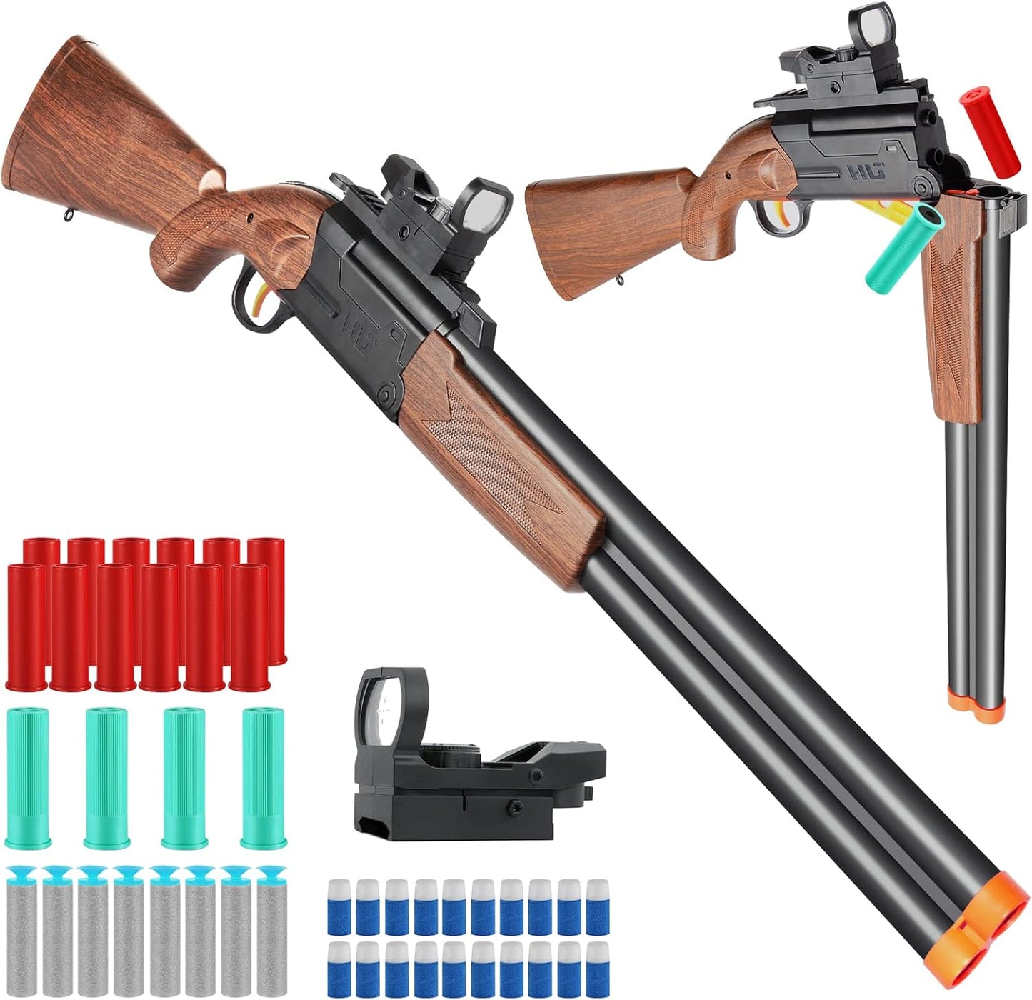 Toy Gun Rifle Long Double Barrel Shotgun Toys(37-Inch), Foam Blasters Toy Gun Shell Ejection Toy with Scope, Toy Guns for Ages 6 7 8-14+ Boys