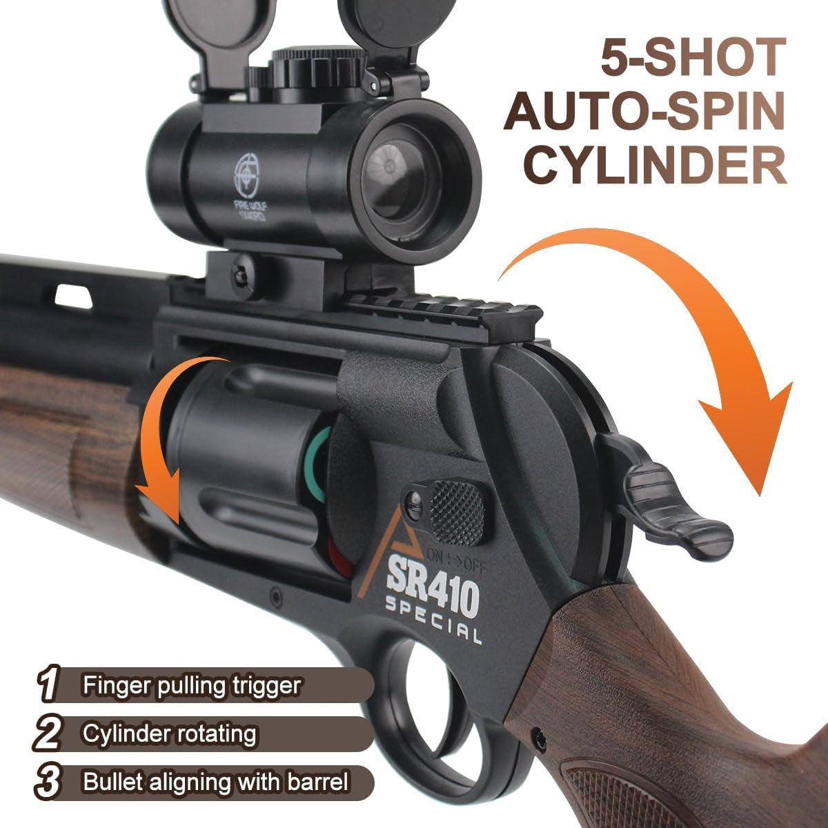 Foam Gun Revolver 2 in 1 Shotgun with 4X Scope Soft Foam Blaster Set Gift for Christmas Birthday with 60 Bullets 15 Shells Soft Bullet Revolver Foam Dart Pistol for Age 14+ (Brown)