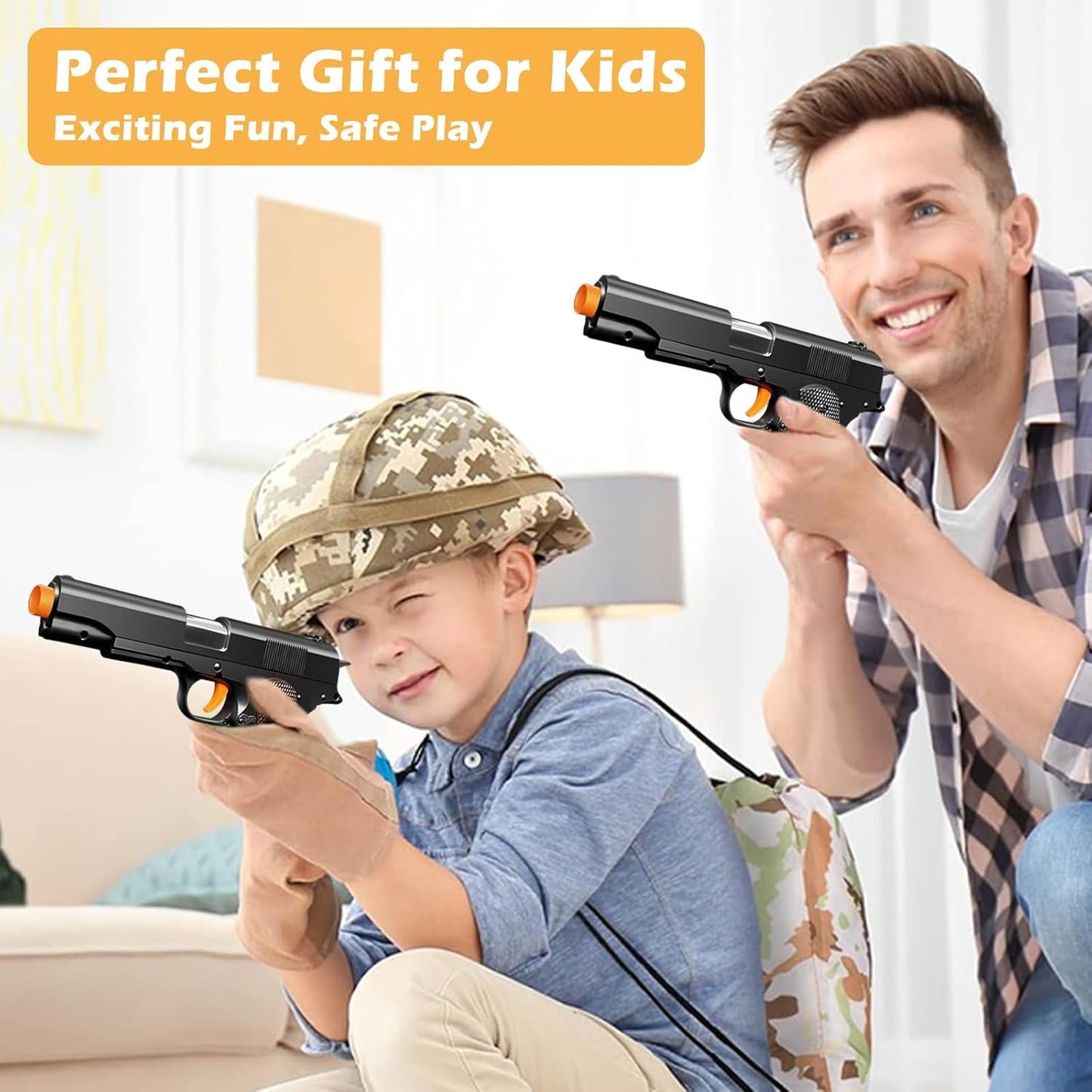 Toy Gun, Shell Ejecting Toy Gun with Soft Bullets, Educational Model Toy Pistol Shooting Game, Gifts for Kids Boys Girls