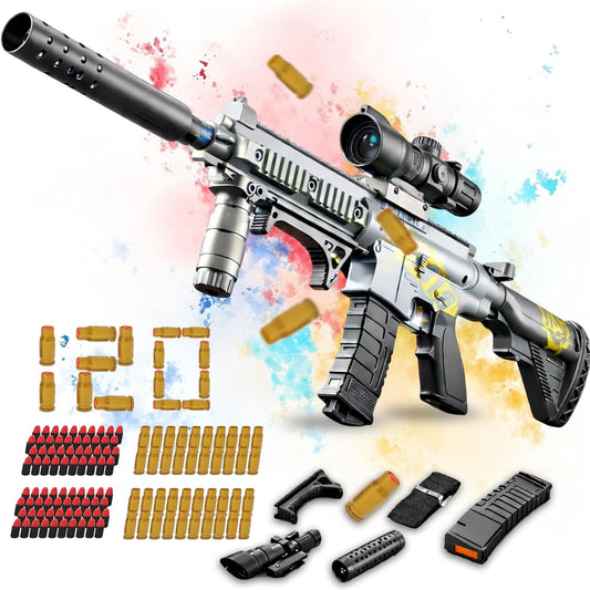 Realistic Toy Foam Blaster Sniper with Scope, Toddler Toy Dart Blaster with 120 Soft Foam Darts, Goggles, Air Pocket Technology Outdoor Game, Easter Basket Stuffers Kids Toys for Ages 8-12 Boys Girls