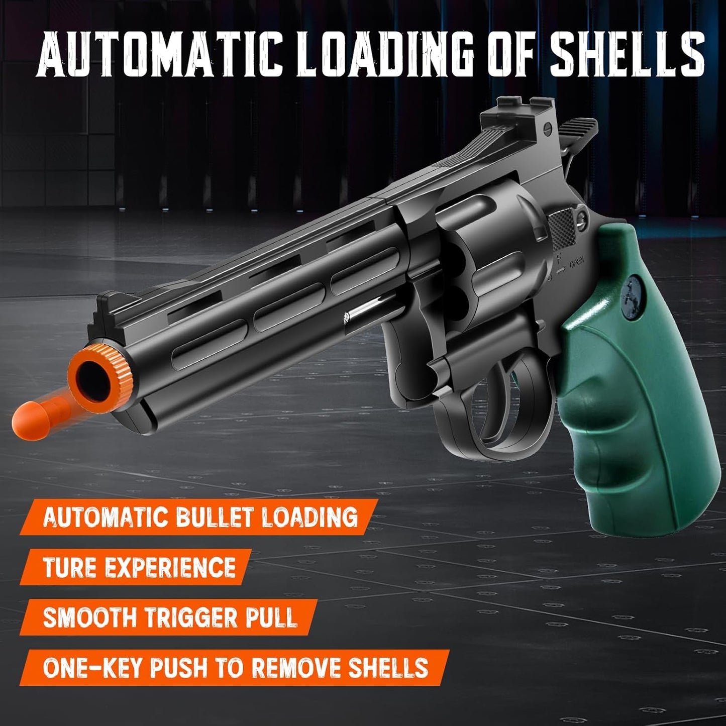 Revolver Toy Gun with 100 Soft Bullets,Gun Fidget Toy,Christmas Birthday Gifts for Boys Kids Adult Age 8+(Black)