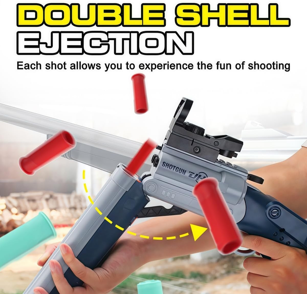 30 Inch Foam Blaster Shotgun with Double Barrel Soft Bullets Gun with Shell Ejecting 2 in 1 Foam Blaster Shotgun with Shell Casings 60 Foams Darts Gift for 14+ Years (1)