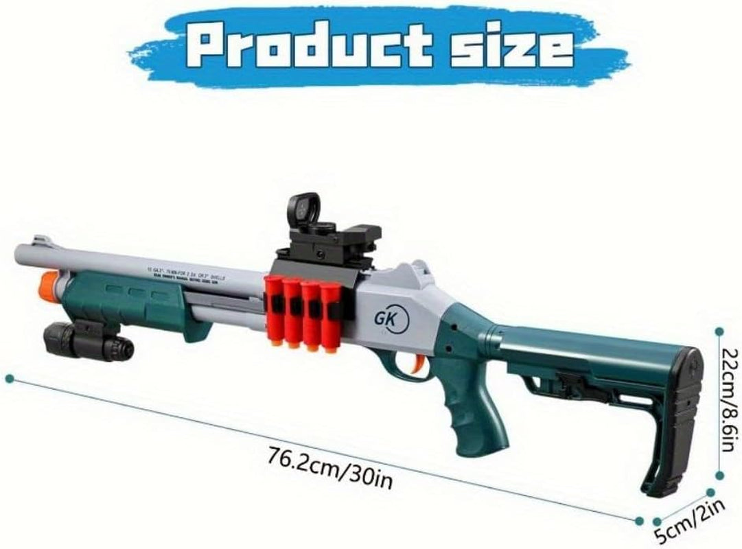 30In Airsoft Toy Foam Blaster with Flashlight, Air Powered Shell Ejecting Manual Loading Spring Soft Darts Blaster for Outdoor Activities Shooting Games