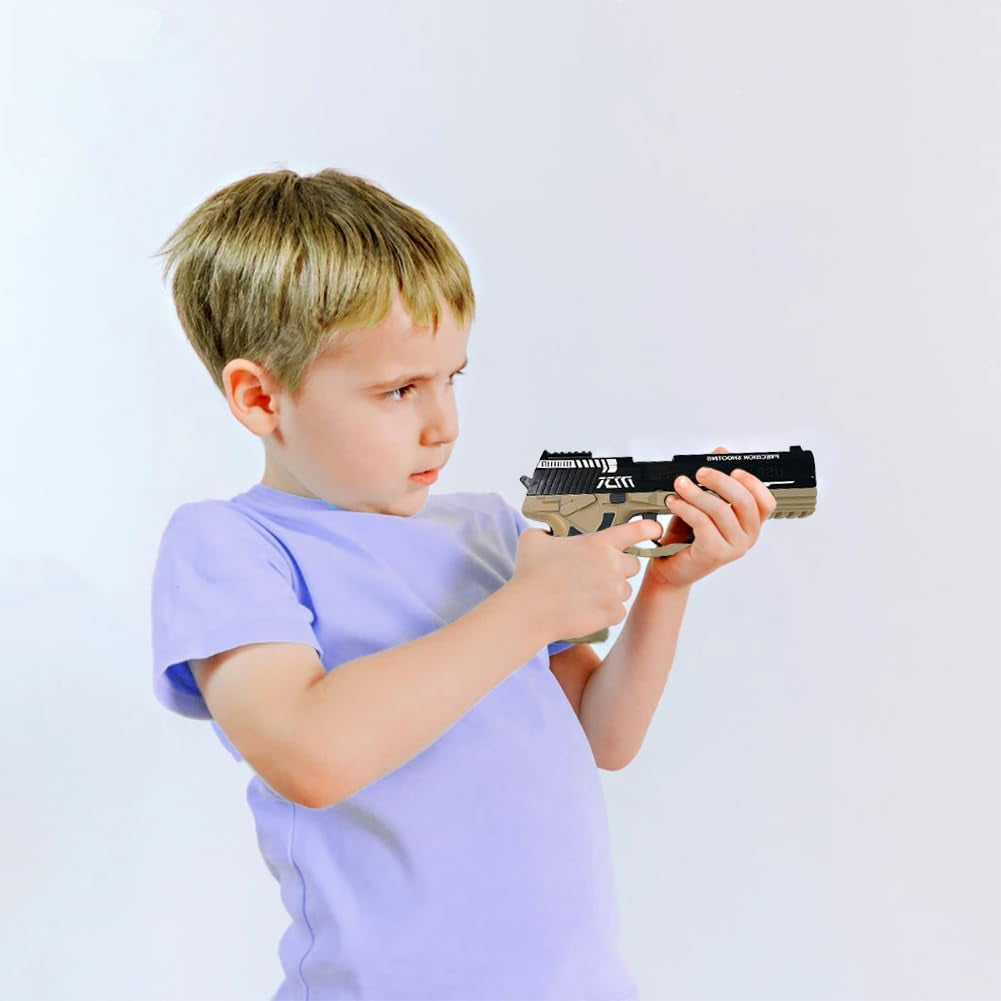 Shell Ejecting Toy Gun, Automatic Pull Back Action Shooting Games Education Model Toy for Kids Gifts