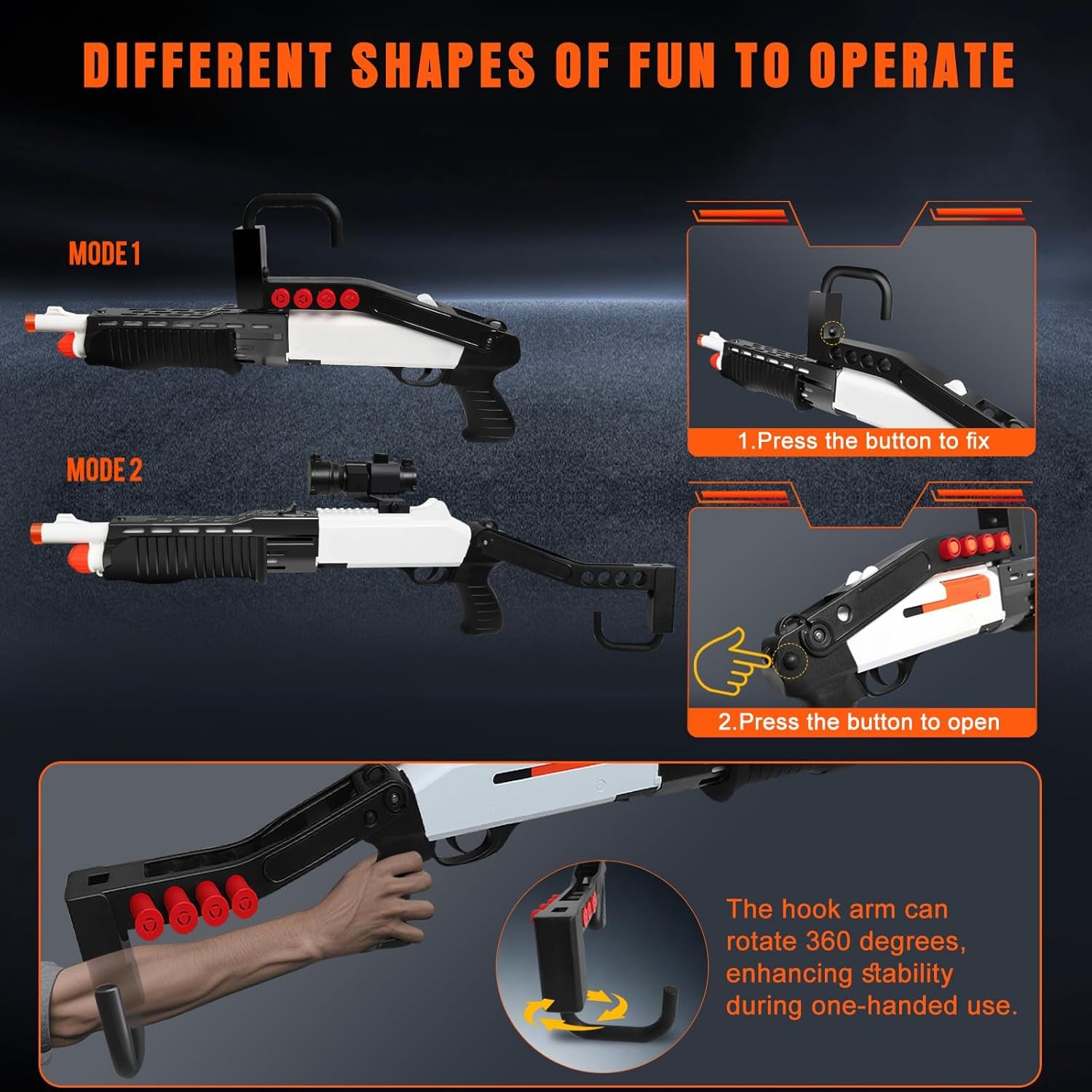 Shell Ejecting Toy Shotgun Toys with 20 Soft Bullets 12 Shells 1 Scope Two Modes Toy Shotgun Outdoor Games Gifts for Christmas Halloween Birthday