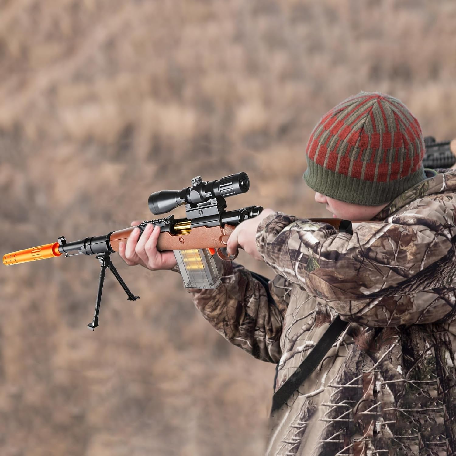 Toy Sniper Rifle Gun with Shell Ejecting Mechanism, Spring-Powered Pump Action, Realistic Design for Outdoor Shooting Games & Collectors, Safe Foam Bullets for Kids Ages 8+