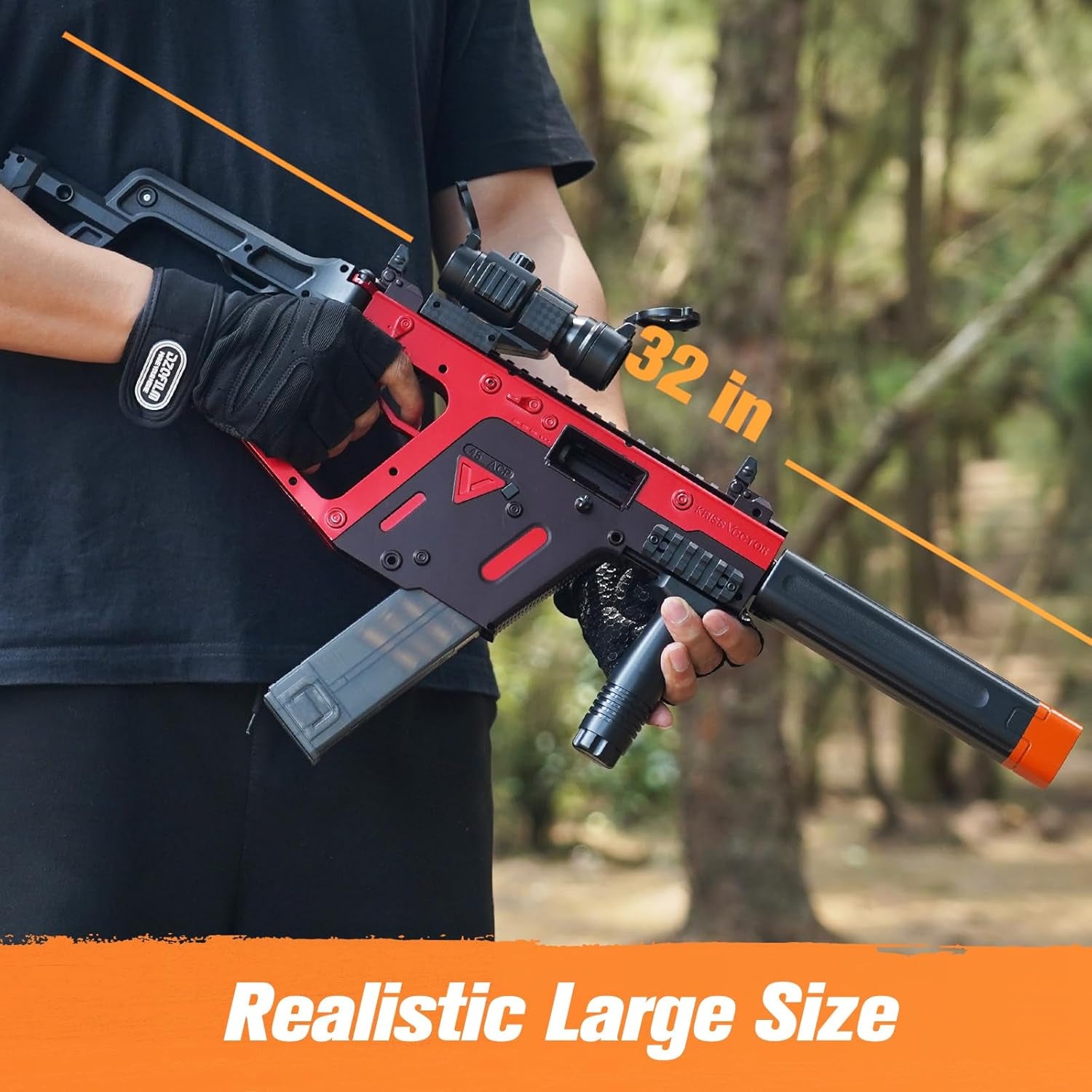 Jellybullet Foam Blaster 721005,  Manual Soft Bullets & Shell Ejecting Blaster, Plastic Body, Short Bullet & Shell, Outdoor Activities, Ages 18+ (Red)