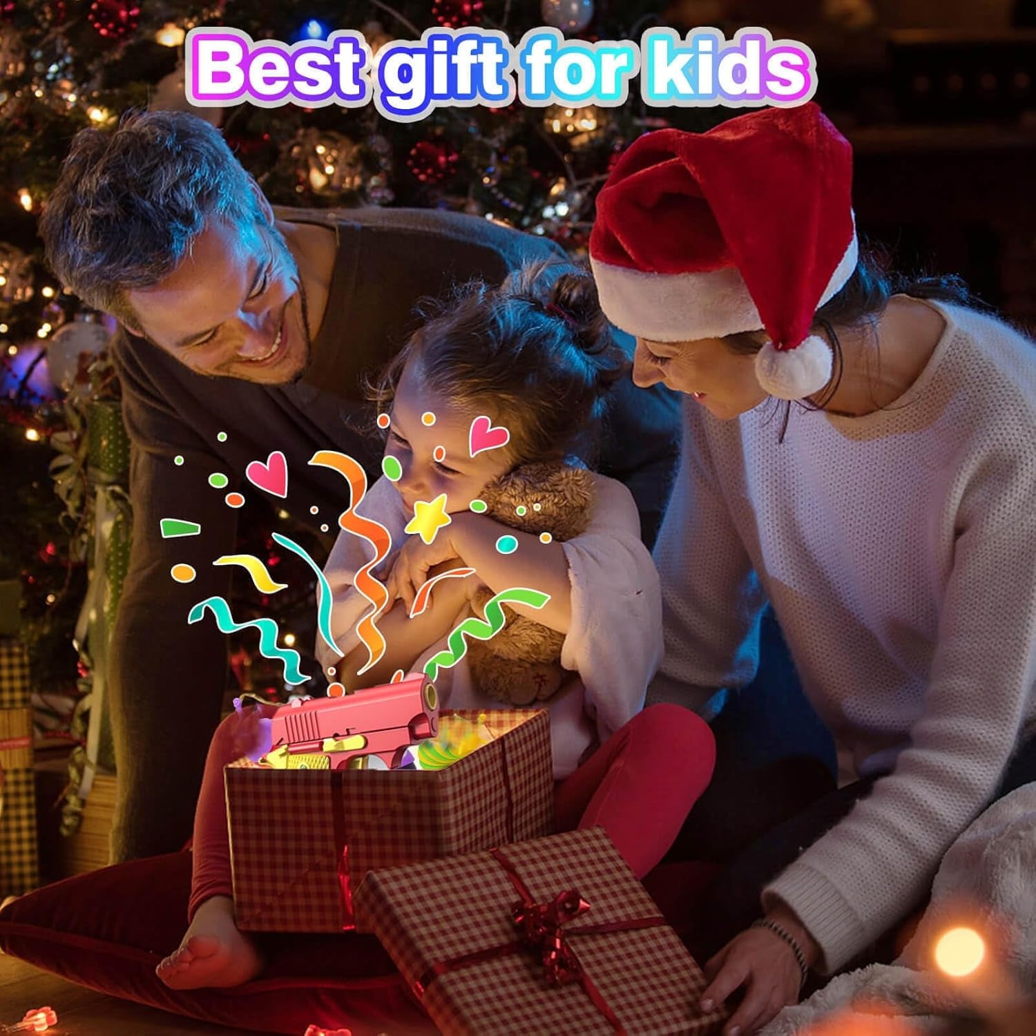 Fidget Gun Toys, Kids Toys for Boys Age 3-5, Prizes for Kids Classroom, Party Favors for Kids, Stress Relief Sensory Fidget Toys for ADHD Anxiety Relief(Red/Yellow)